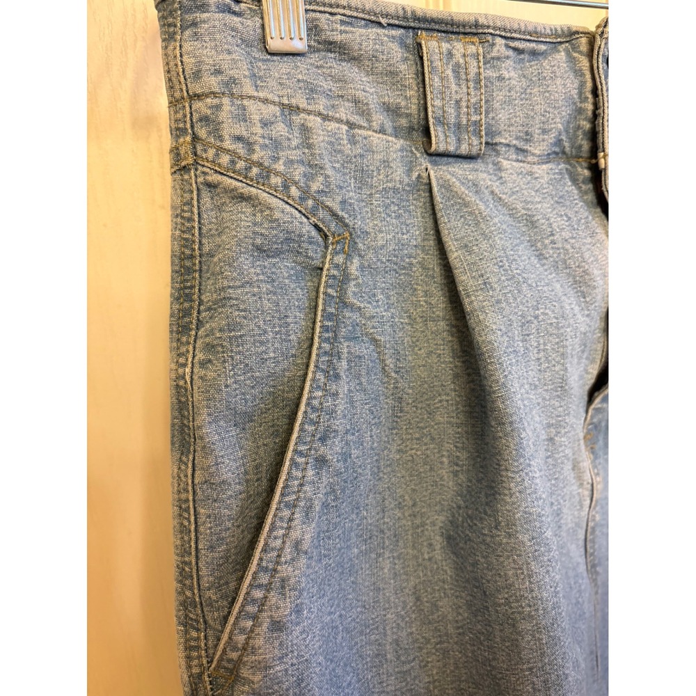 Vintage‎ ILGWU Made in USA Denim Midi Skirt Light Wash Pleated High Waist Sz 10 - Picture 3 of 8